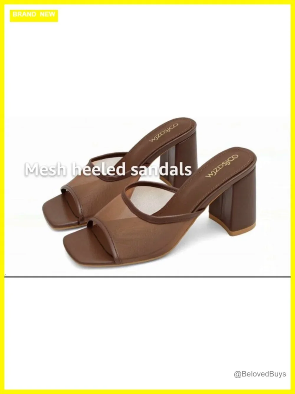 Women's Heeled Mesh Mules Square Toe Block Chunky Heel Slip On Slide Sandals